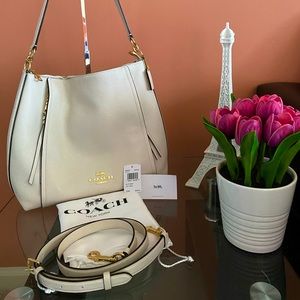 💕 COACH Pebble Leather Marlon Hobo White/Chalk 💕